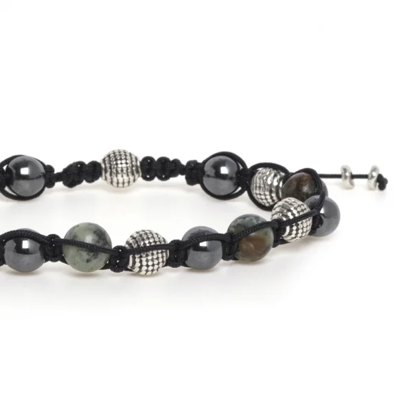 Dandy Street - shop online bracciali uomo di tendenza - bracciale uomo chiusura macrame - bracciale pietre naturali ematite pietre di turchese - Namaste