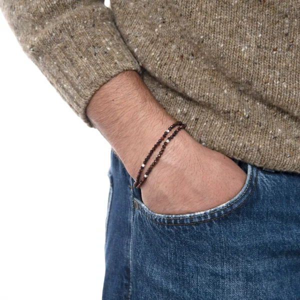 Dandy Street - shop online bracciali uomo di tendenza - bracciale uomo in argento - bracciale doppio giro chiusura moschettone - pietre semipreziose occhio di tigre - Redyv