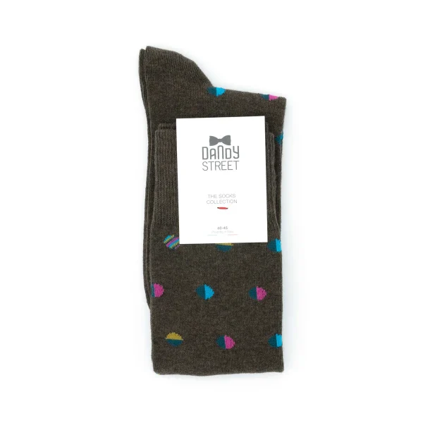 Dandy Street - shop online - accessori uomo - calzini uomo cotone - calze uomo - calzini uomo classici pois - Optical Brun