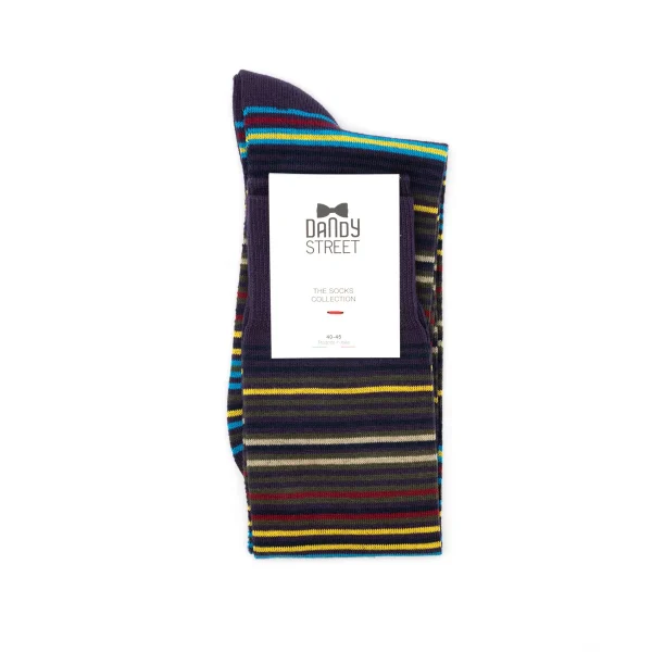 Dandy Street - shop online - accessori uomo calzini uomo cotone - calzini in cotone a righe multicolor - Striped Socks Violet
