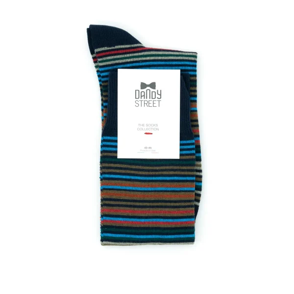 Dandy Street - shop online - accessori uomo calzini uomo cotone - calzini in cotone a righe multicolor - Striped Socks Dark Blue