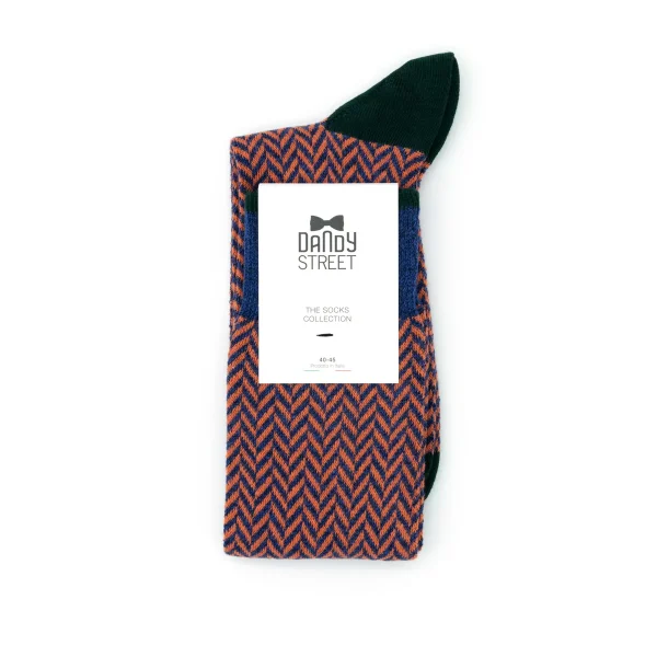 Dandy Street - shop online - accessori uomo calzini uomo cotone - calze da uomo con lavorazione a spina di pese - Herringbone Gorria