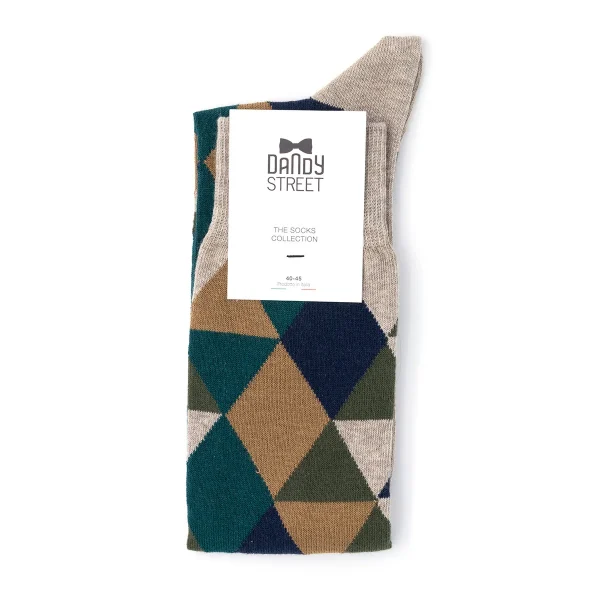 Dandy Street - shop online - accessori uomo calzini uomo cotone - calzini classici - Losanghe Socks Bej