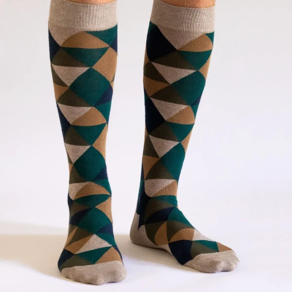 Dandy Street - shop online - accessori uomo calzini uomo cotone - calzini classici - Losanghe Socks Bej