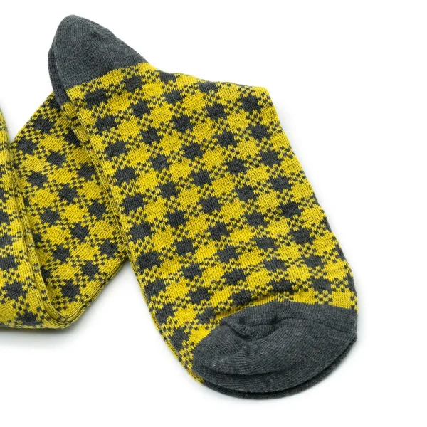 Dandy Street - shop online - accessori uomo calzini uomo cotone - calzino uomo con pied-de-poule - Pied-de-poule Jaune