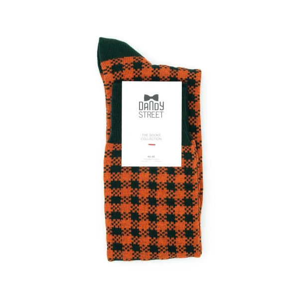 Dandy Street - shop online - accessori uomo calzini uomo cotone - calzino uomo con pied-de-poule - Pied-de-poule Orange