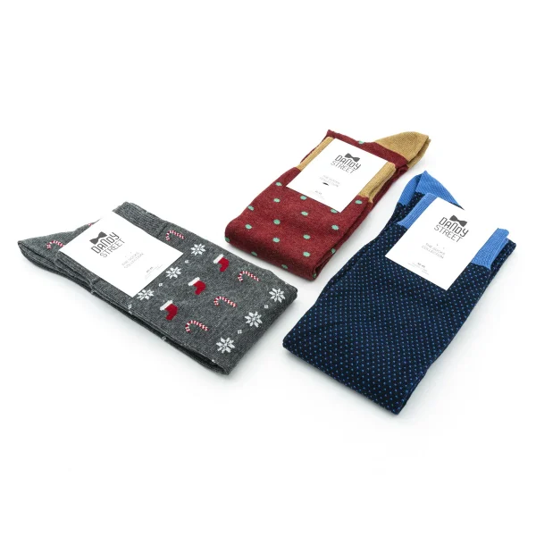 Dandy Street - shop online - accessori uomo - calzini uomo in cotone - calze eleganti - calzini fantasia - set di Natale - box Natalizio - set calzini uomo per regalo originale - Socks Box #07