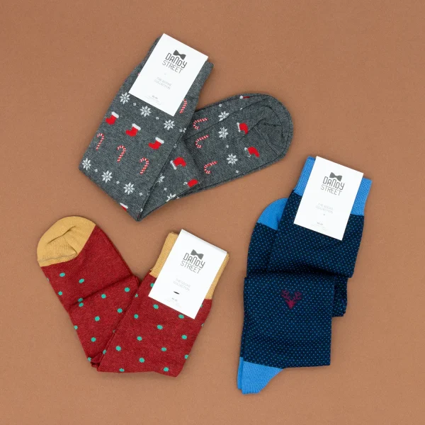 Dandy Street - shop online - accessori uomo - calzini uomo in cotone - calze eleganti - calzini fantasia - set di Natale - box Natalizio - set calzini uomo per regalo originale - Socks Box #07
