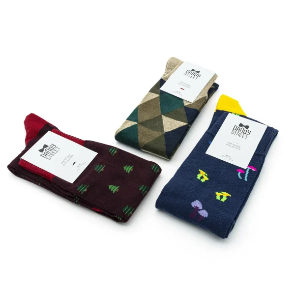 Dandy Street - shop online - accessori uomo - calzini uomo in cotone - calze eleganti - calzini fantasia - set di Natale - box Natalizio - Calzini Natale box regalo - Socks Box #01