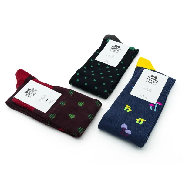 Dandy Street - shop online - accessori uomo - calzini uomo in cotone - calze eleganti - calzini fantasia - set di Natale - box Natalizio - Calze Natale box regalo - Socks Box #02