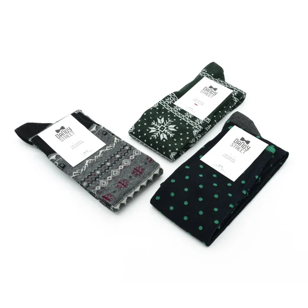 Dandy Street - shop online - accessori uomo - calzini uomo in cotone - calze eleganti - calzini fantasia - set di Natale - box Natalizio - Calze eleganti uomo per Natale - Socks Box #03