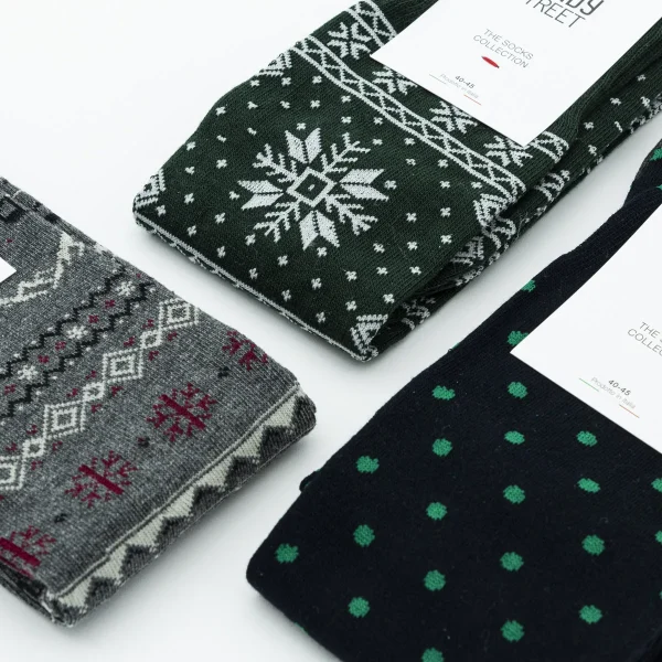 Dandy Street - shop online - accessori uomo - calzini uomo in cotone - calze eleganti - calzini fantasia - set di Natale - box Natalizio - Calze eleganti uomo per Natale - Socks Box #03