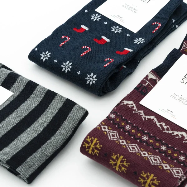 Dandy Street - shop online - accessori uomo - calzini uomo in cotone - calze eleganti - calzini fantasia - set di Natale - box Natalizio - Calzini eleganti uomo regalo natalizio - Socks Box #04