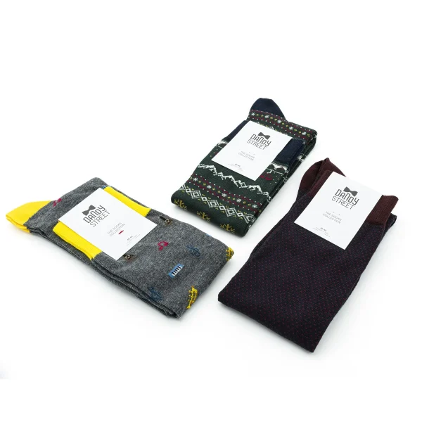 Dandy Street - shop online - accessori uomo - calzini uomo in cotone - calze eleganti - calzini fantasia - set di Natale - box Natalizio - Regalo perfetto calzino in cotone - Socks Box #05