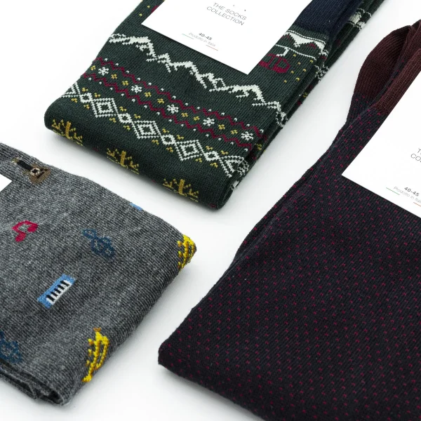 Dandy Street - shop online - accessori uomo - calzini uomo in cotone - calze eleganti - calzini fantasia - set di Natale - box Natalizio - Regalo perfetto calzino in cotone - Socks Box #05