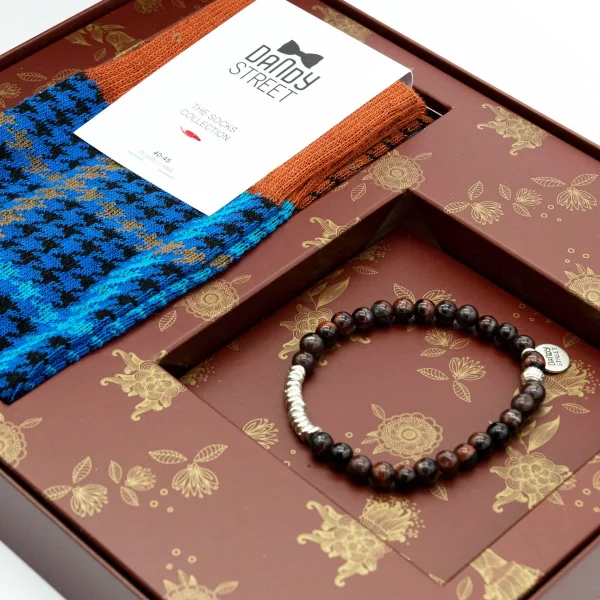 Dandy Street - shop online - accessori uomo - bracciali pietre naturali - bracciali uomo argento - calzini eleganti uomo - calzini caldo cotone - Regalo natalizio particolare per uomo - Christmas set #14