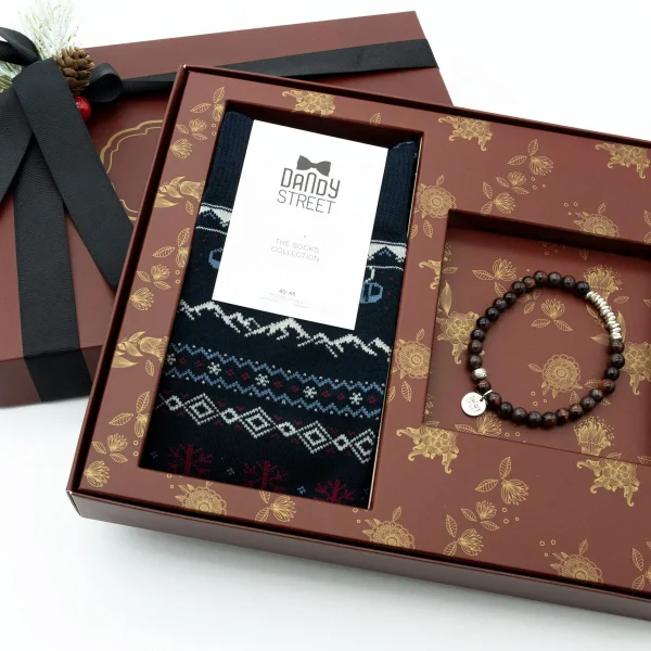 Dandy Street - shop online - accessori uomo - bracciali pietre naturali - bracciali uomo argento - calzini eleganti uomo - calzini caldo cotone - Box Natalizia regalo uomo - Christmas set #02