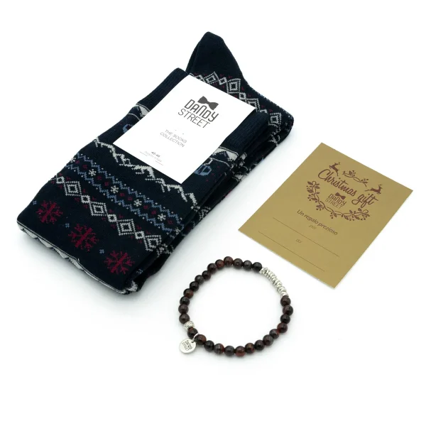 Dandy Street - shop online - accessori uomo - bracciali pietre naturali - bracciali uomo argento - calzini eleganti uomo - calzini caldo cotone - Box Natalizia regalo uomo - Christmas set #02