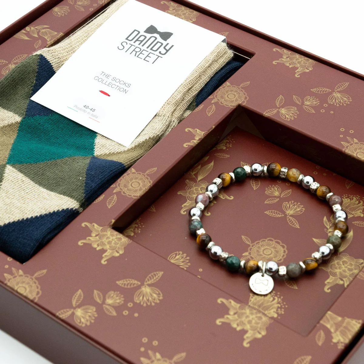 Dandy Street - shop online - accessori uomo - bracciali pietre naturali - bracciali uomo argento - calzini eleganti uomo - calzini caldo cotone - Set bracciale e calzino uomo - Christmas set #07 Dandy Street - shop online - accessori uomo - bracciali pietre naturali - bracciali uomo argento - calzini eleganti uomo - calzini caldo cotone - Set bracciale e calzino uomo - Christmas set #07