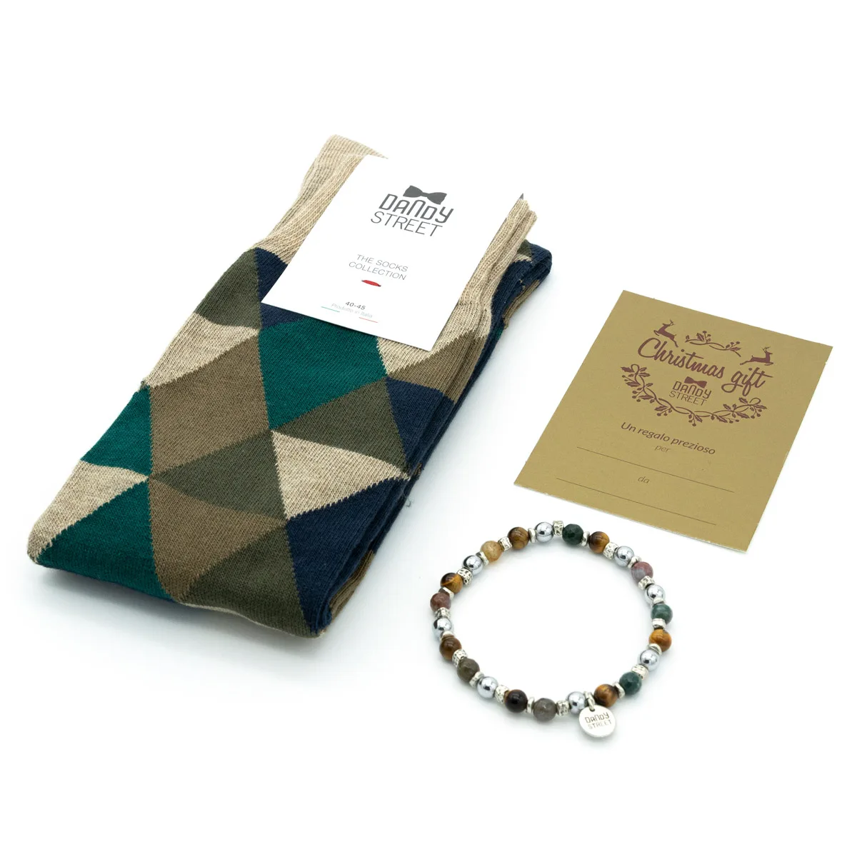 Dandy Street - shop online - accessori uomo - bracciali pietre naturali - bracciali uomo argento - calzini eleganti uomo - calzini caldo cotone - Set bracciale e calzino uomo - Christmas set #07 Dandy Street - shop online - accessori uomo - bracciali pietre naturali - bracciali uomo argento - calzini eleganti uomo - calzini caldo cotone - Set bracciale e calzino uomo - Christmas set #07