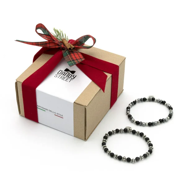 Dandy Street - shop online - gioielli uomo - Set di Natale - bracciali uomo in argento e pietre naturali - Set Natale bracciali pietre - Christmas Box #07