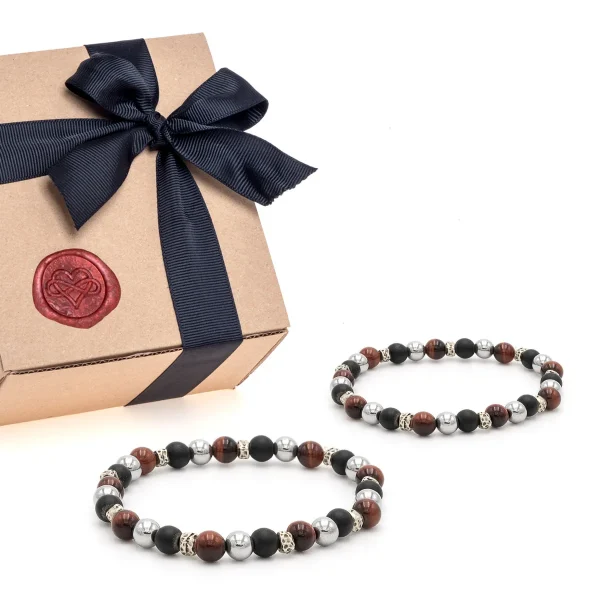 Dandy Street - shop online - gioielli uomo - Idea regalo per San Valentino per lei e per lui - Box regalo bracciali con pietre naturali - Braciale elastico - Box #03