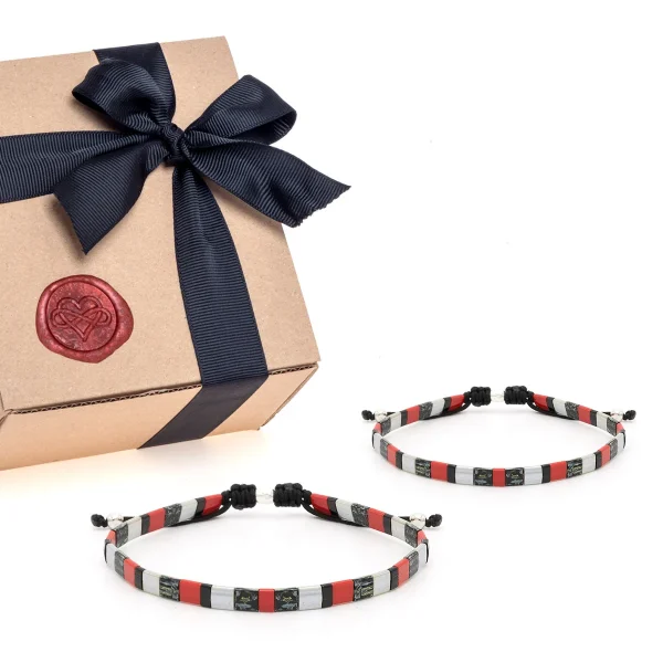 Dandy Street - shop online - gioielli uomo - Idea regalo per San Valentino per lei e per lui - Box regalo bracciali con pietre naturali - Braciale macramè - Bracciali giapponesi per coppia innamorata - Box #04