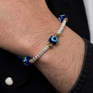 Dandy Street - shop online bracciali uomo di tendenza - bracciale con perle di vetro e argento - Gondola