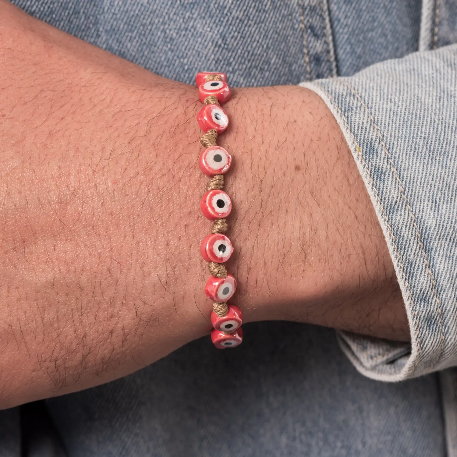 Men's Vintage Red Skull Stone Bracelet Size 18cm Used