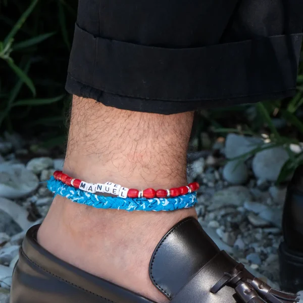 Dandy Street - shop online - cavigliera di tendenza made in italy - cavigliera da uomo personalizzabile estivo - Coral