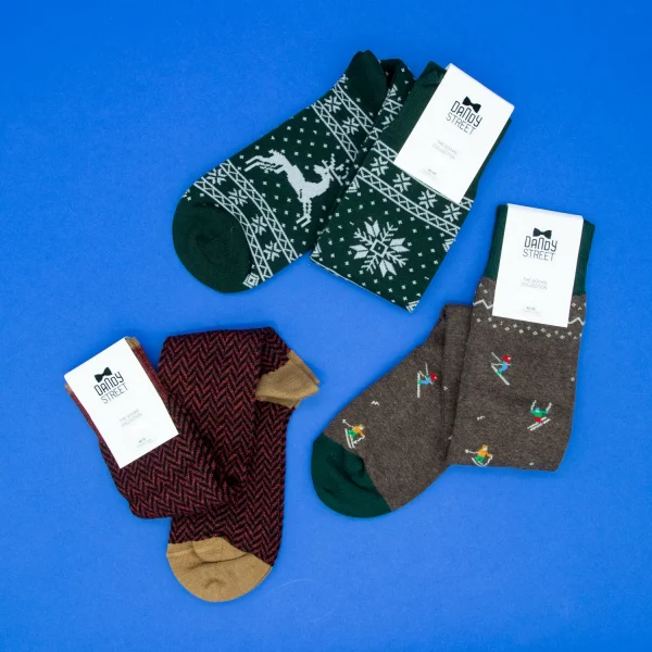 Dandy Street - shop online - accessori uomo - calzini uomo in cotone - calze eleganti - calzini fantasia - set di Natale - box Natalizio - calzini uomo in cotone per natale - Socks Box #09