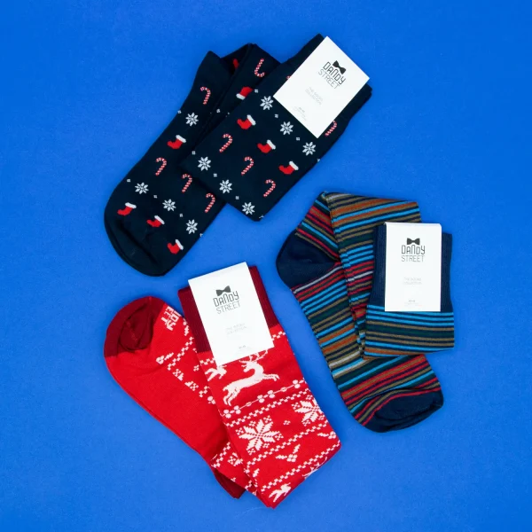 Dandy Street - shop online - accessori uomo - calzini uomo in cotone - calze eleganti - calzini fantasia - set di Natale - box Natalizio - set calze uomo per regalo - Socks Box #04