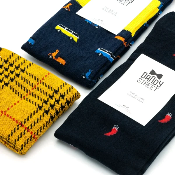 Dandy Street - shop online - accessori uomo - calzini uomo in cotone - calze eleganti - calzini fantasia - set di Natale - box Natalizio - set calzini per regalo di Natale - Socks Box #06