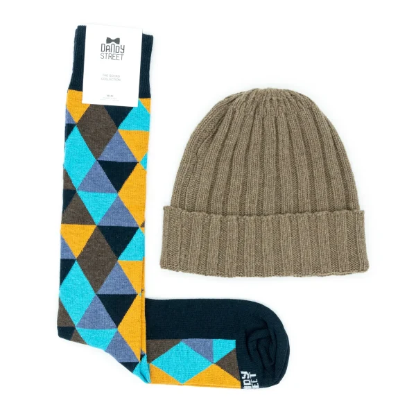 Dandy Street - shop online - accessori uomo - berretto invernale costa inglese - calzini uomo in cotone - calzini eleganti - Box per uomo abbinamento outfit - Winter Box #07