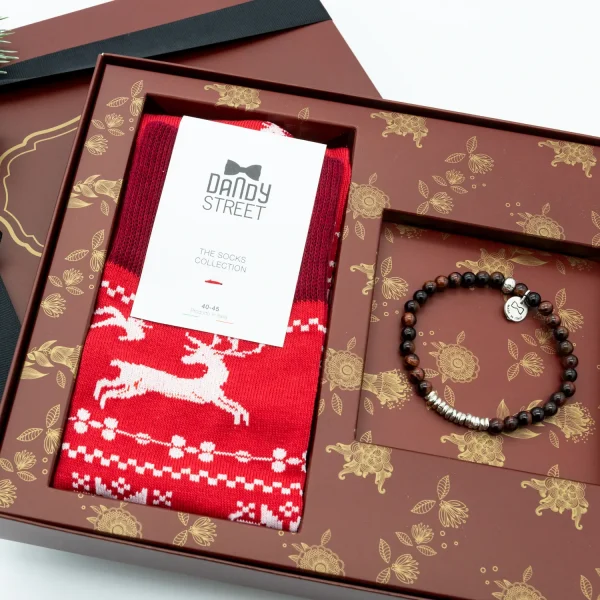 Dandy Street - shop online - accessori uomo - bracciali pietre naturali - bracciali uomo argento - calzini eleganti uomo - calzini caldo cotone - Bracciale pietre naturali regalo - Christmas set #22