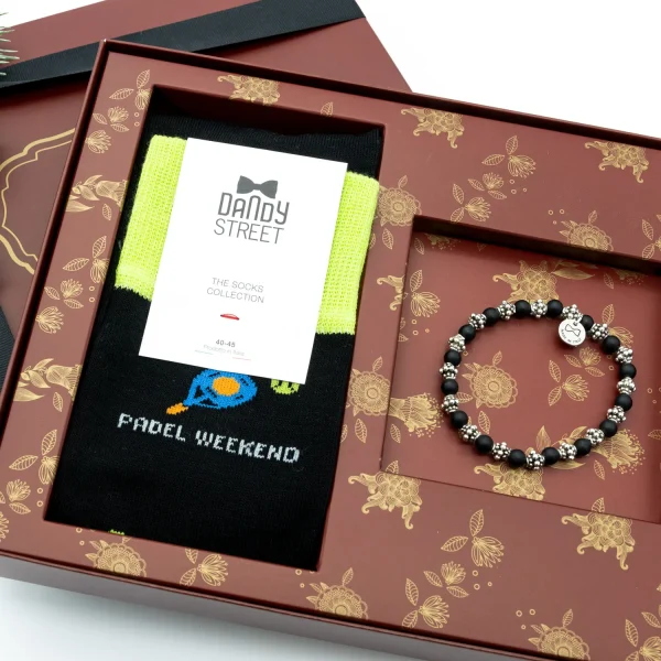 Dandy Street - shop online - accessori uomo - bracciali pietre naturali - bracciali uomo argento - calzini eleganti uomo - calzini caldo cotone - Bracciale uomo con pietre e calzini - Christmas set #19