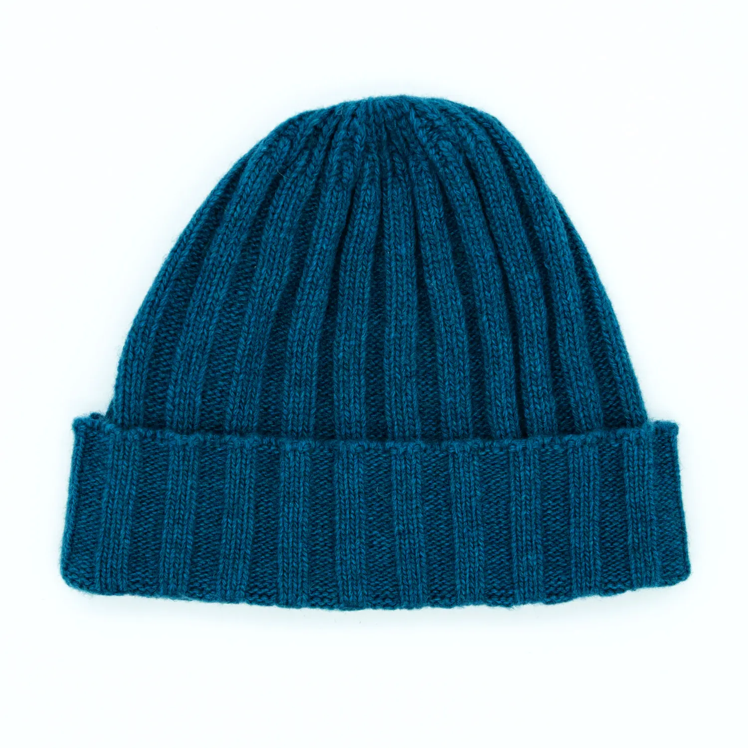 Petrol blue wool beanie - Ribbed wool beanie