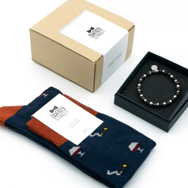 Dandy Street - shop online - accessori uomo - bracciali pietre naturali - bracciali uomo argento - calzini eleganti uomo - calzini caldo cotone - Regalo unico da uomo - Gift Set #02