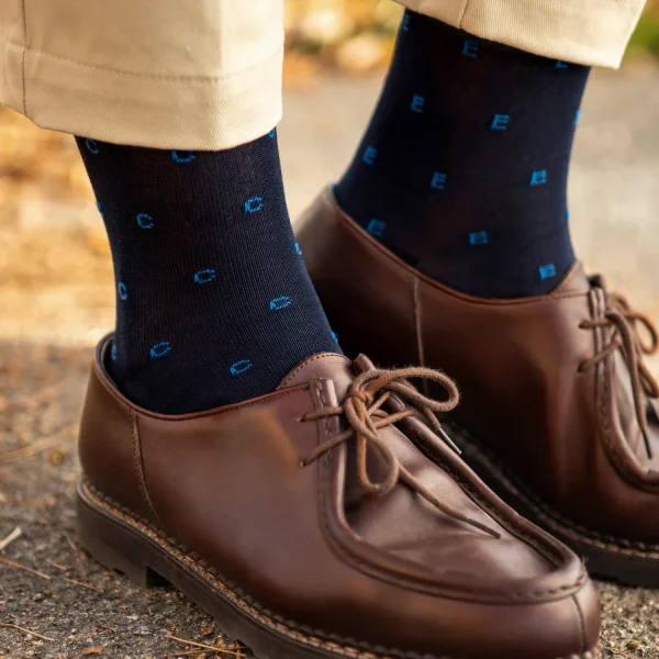 Dandy Street - shop online - accessori uomo calzini - calzini uomo - calze eleganti - Calze da uomo in filo di scozia con iniziali - Letter Socks