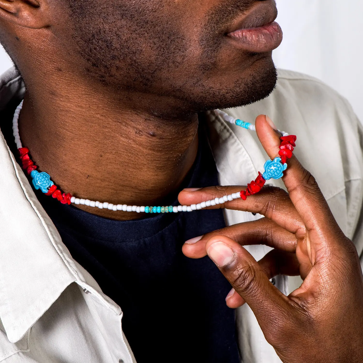 Dandy Street - shop online - collane uomo con pietre naturali - Collana da uomo con corallo - Yalas Dandy Street - shop online - collane uomo con pietre naturali - Collana da uomo con corallo - Yalas
