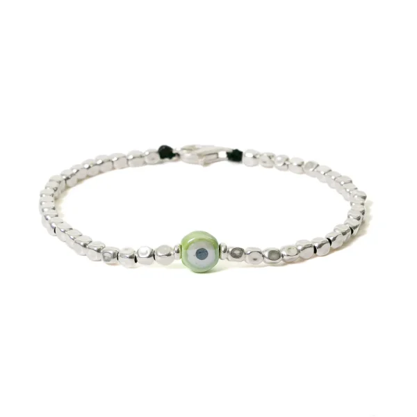 Dandy Street - shop online bracciali uomo di tendenza - bracciale Serie Lucky - Bracciale da uomo con perla verde - Green Eye