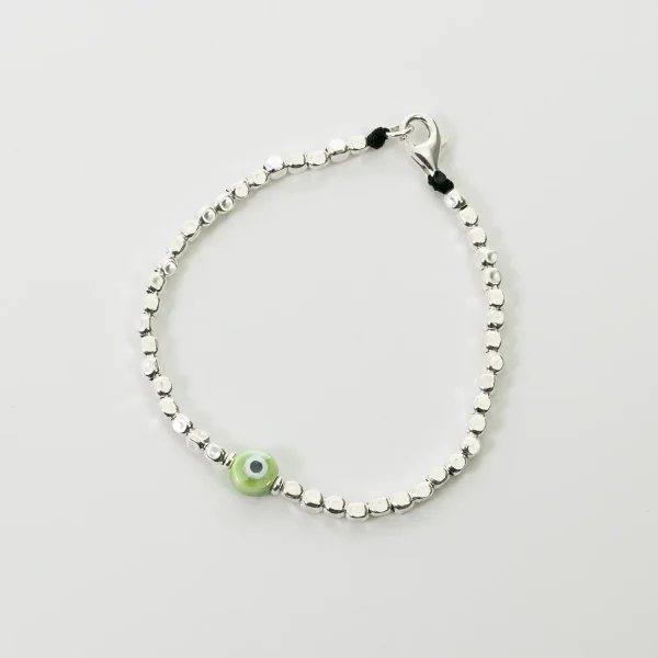 Dandy Street - shop online bracciali uomo di tendenza - bracciale Serie Lucky - Bracciale da uomo con perla verde - Green Eye