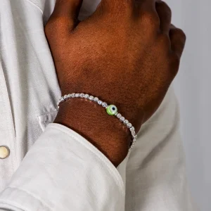 Dandy Street - shop online bracciali uomo di tendenza - bracciale Serie Lucky - Bracciale da uomo con perla verde - Green Eye