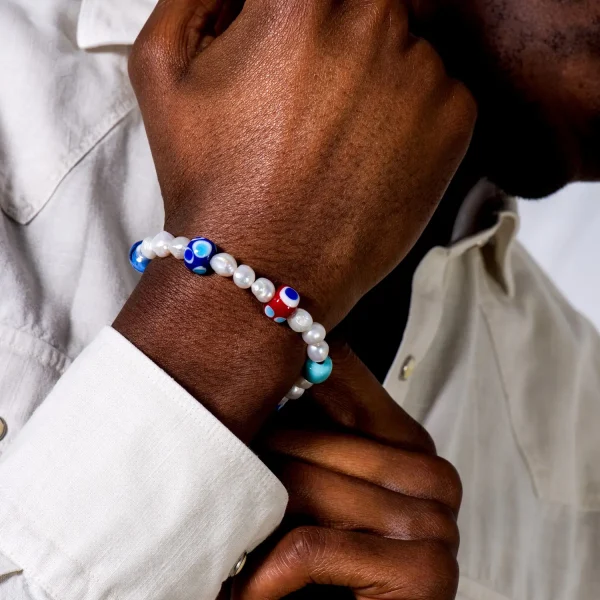 Dandy Street - shop online bracciali uomo di tendenza - Bracciale da uomo con perle e murrine - Darya