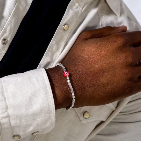 Dandy Street - shop online bracciali uomo di tendenza - bracciale Serie Lucky - Bracciale da uomo in argento 925 - Red Eye