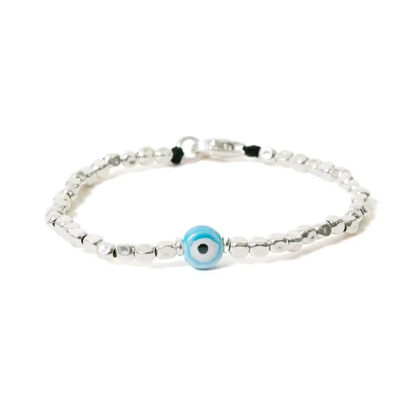 Dandy Street - shop online bracciali uomo di tendenza - bracciale Serie Lucky - Bracciale da uomo in argento con perla - Sky Eye